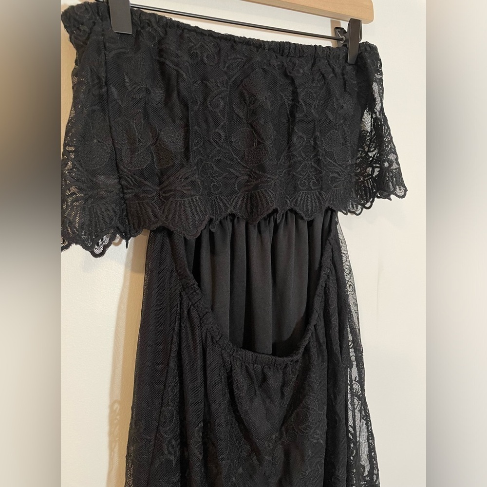 Express Strapless Lined Floral Lace With Back Cutout Black Whimsigoth Size Small - Picture 5 of 13